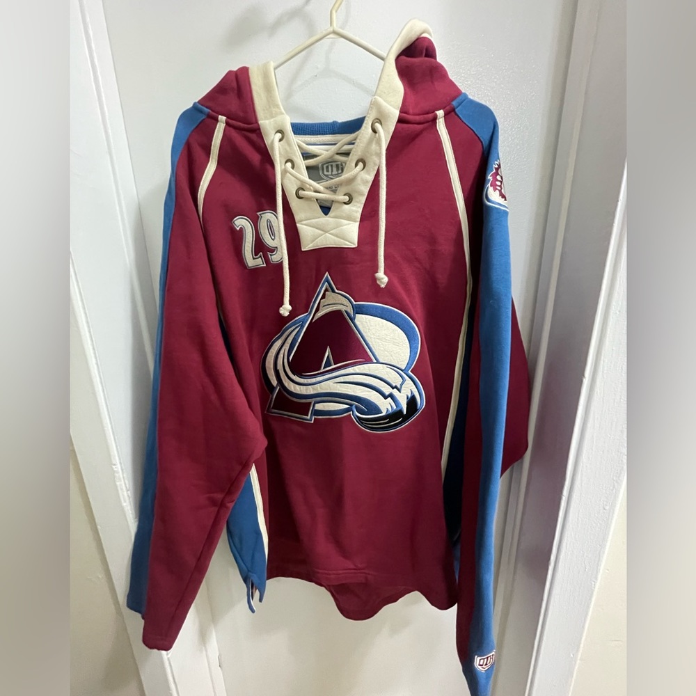 Colorado Avalanche Nathan MacKinnon Heavyweight Jersey Lacer Hoodie - XL